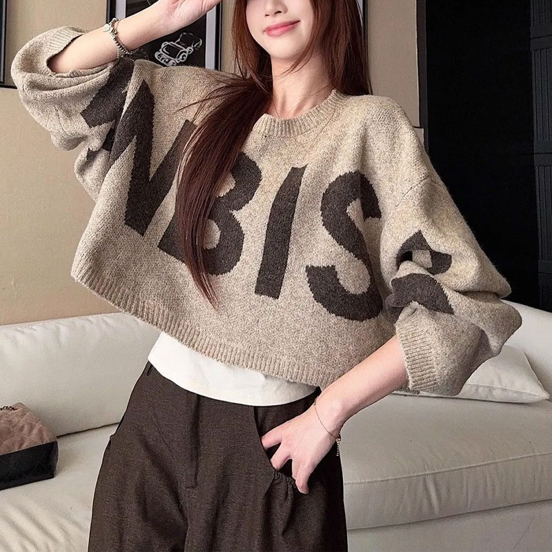 Winter Clothing Korean - Damskie swetry z krótkim rękawem, dzianinowe,